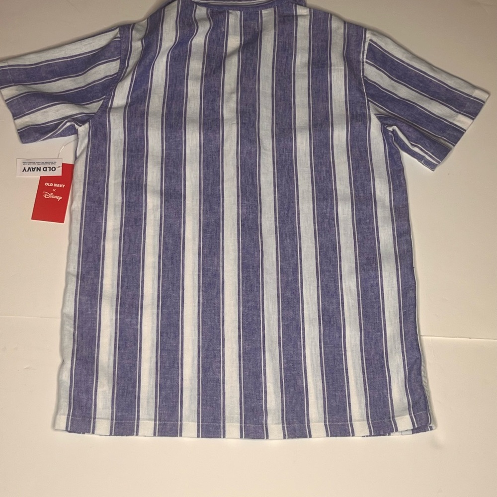 Old Navy x Disney boys Blue and White Striped Shirt